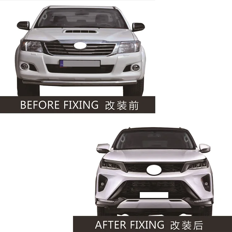 Factory Sales Front bumper fender Headlight Body Kit For Hilux Vigo 2012 Upgrade To 2021 Fortuner Body Kits