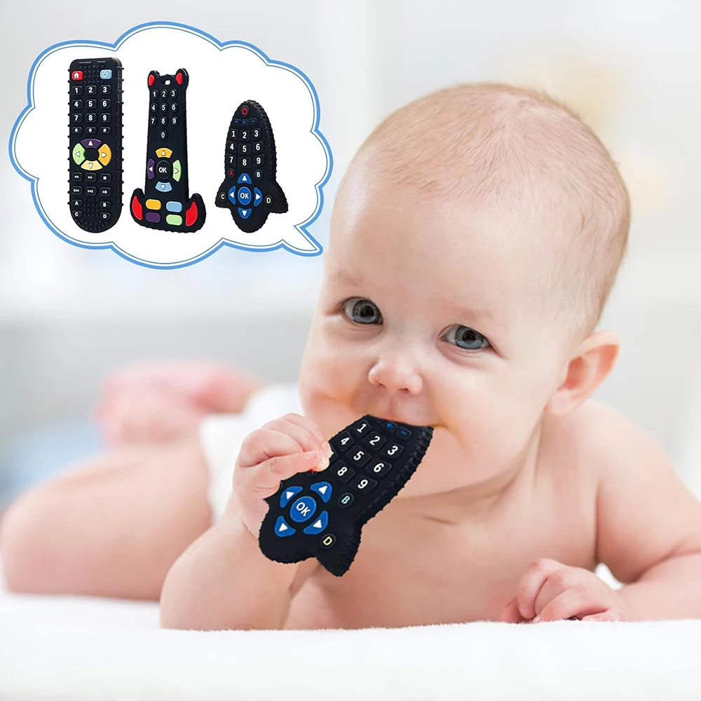 Baby Toys 6 12 Months Silicone Teething Toys Remote Control Shape Teether Infant Chew Toys Sensory Teethers for Babies Newborns