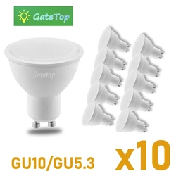 Foco LED de ahorro de energía, lámpara halógena no estroboscópica de 3W-8W, GU10, GU5.3, AC110V, AC220V, puede reemplazar 30W, 50W, 10 piezas