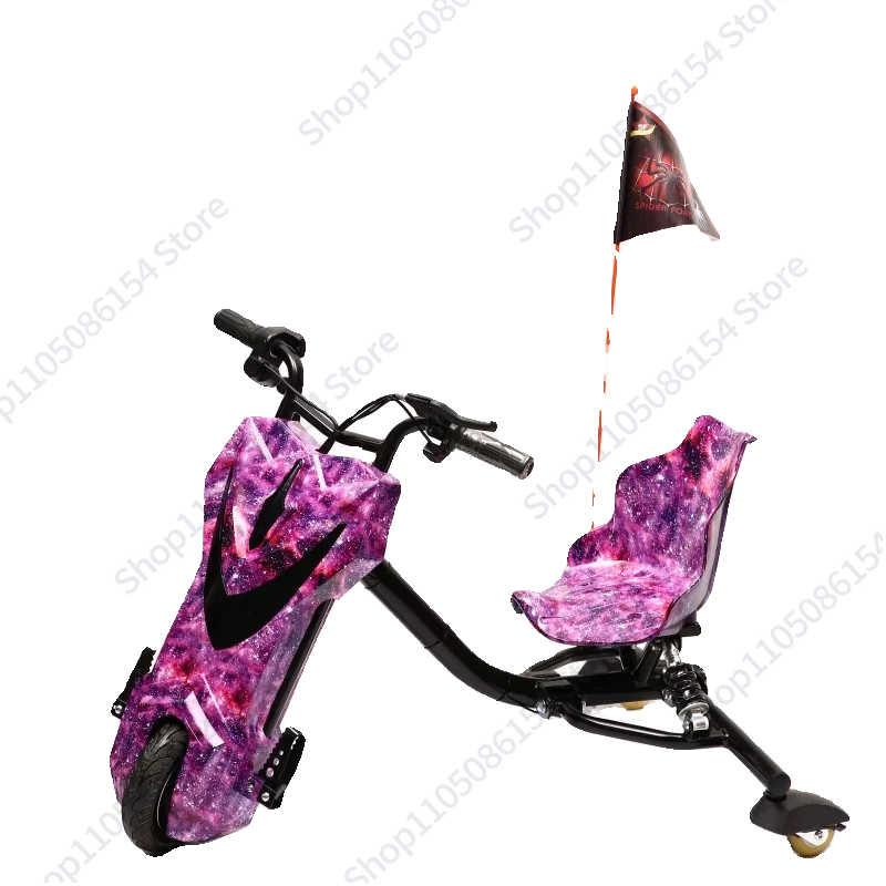 Go-kart per auto da drift elettrica a tre ruote, stalla quadrata universale per adulti per bambini con triciclo da deriva con assorbimento degli urti