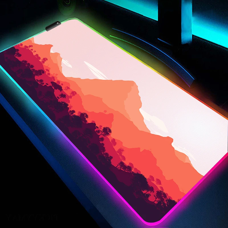 RGB Gamer Desk Accessories Large Computer Mousepad Gaming Art HD Print Mouse Pad Extend Rubber Game Mouse Mat Firewatch Forest