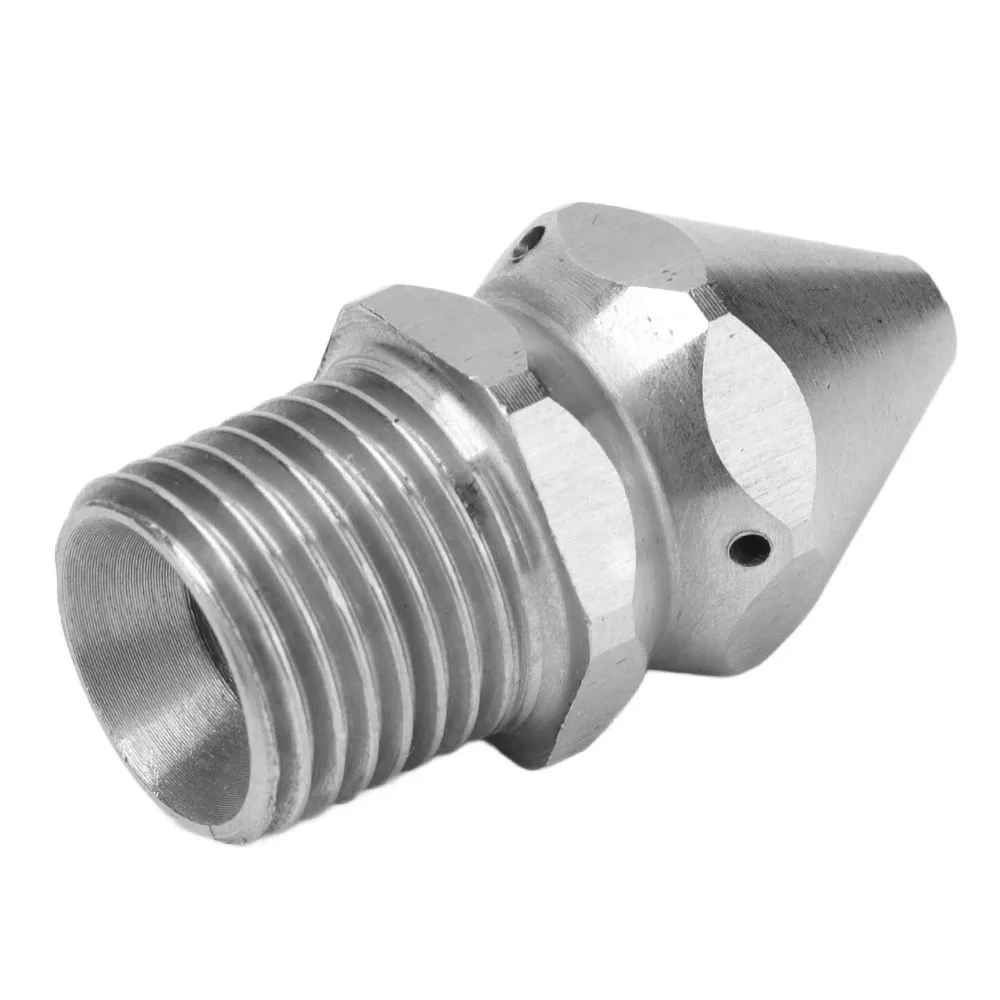 Durable G1/4in Male Thread Pipe Cleaning Nozzle Stainless Steel 4 Hole Sewer Cleaning Nozzle Sewer Jetter Nozzle Sewer Cleaning
