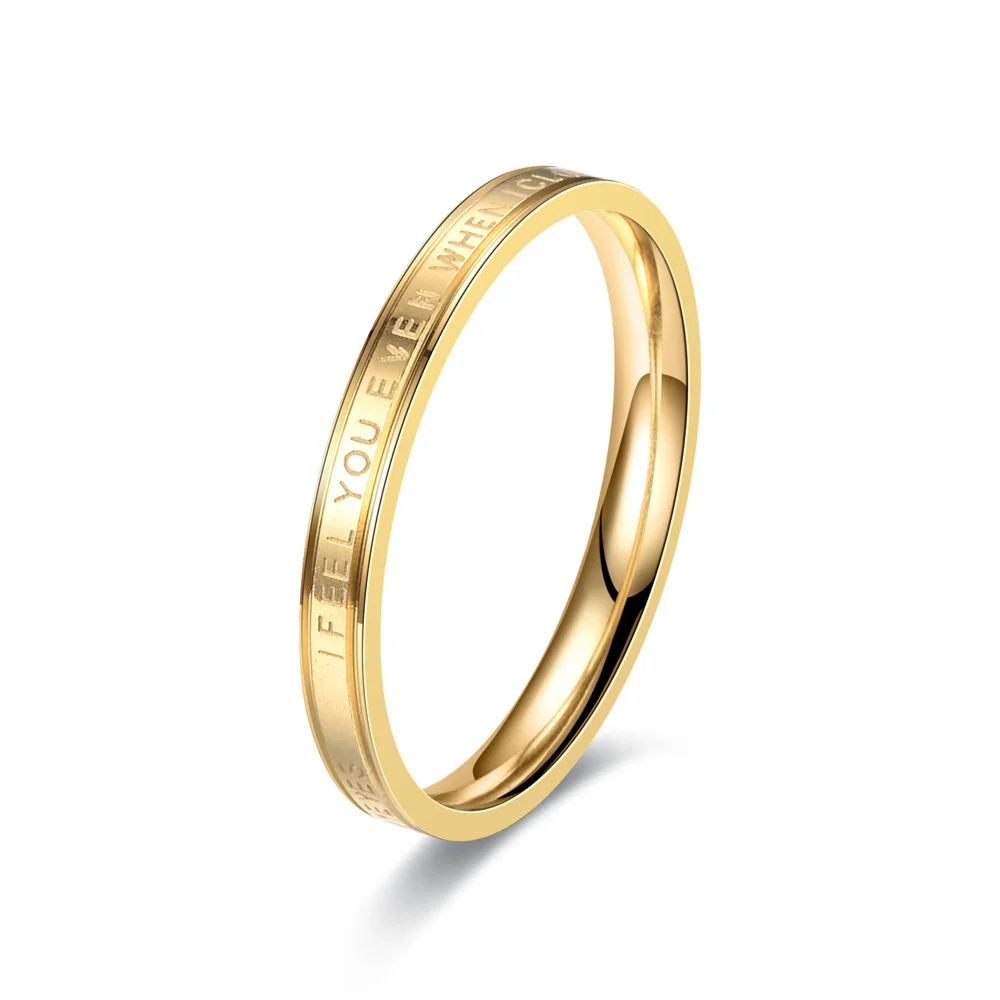 2mm Thin Couple Ring Gold Silver Color Titanium Stainless Steel I Feel You Letter Lover Rings for Woman Man Jewelry anello 2026