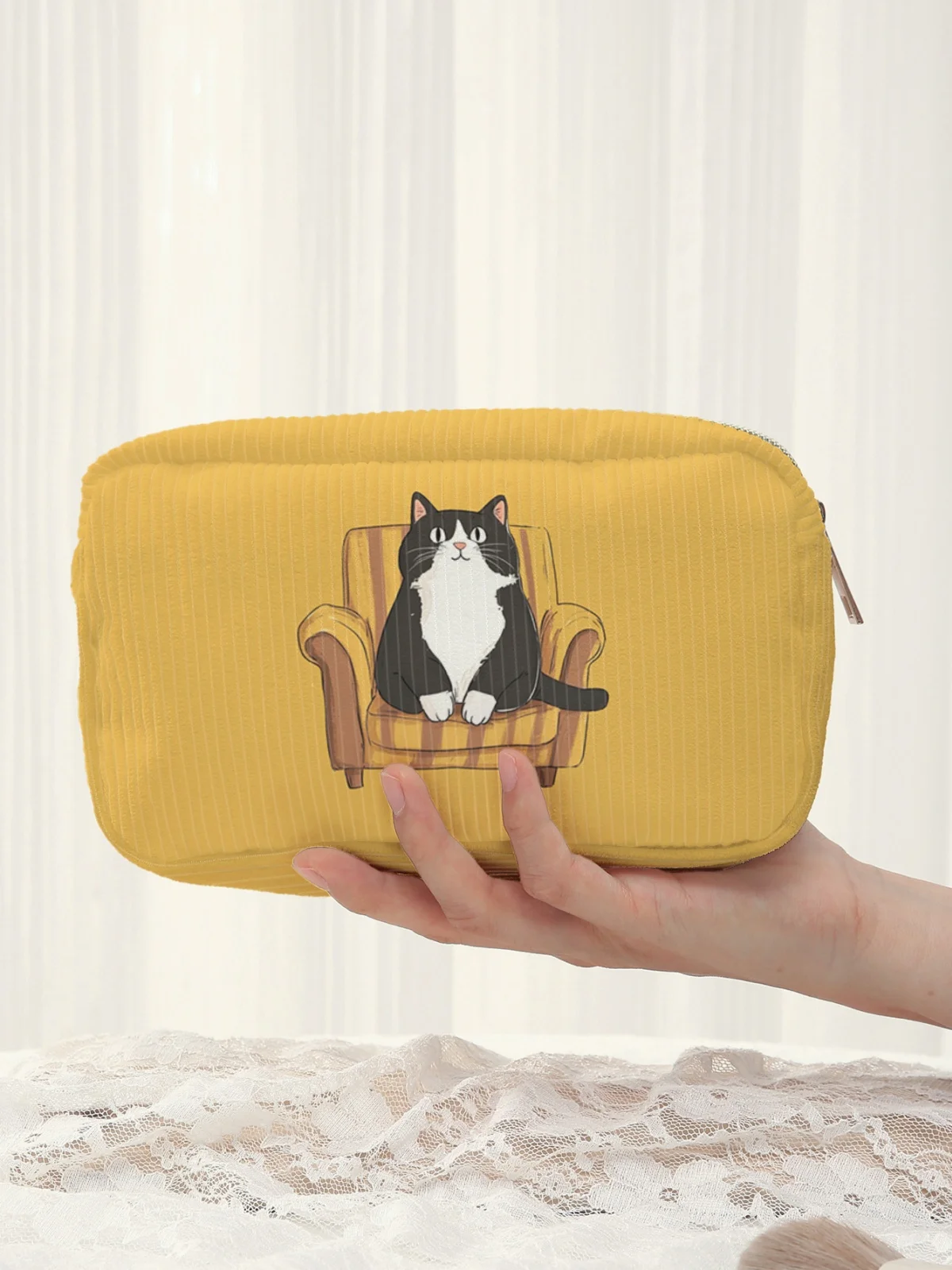 

Косметичка в стиле Lazy Healing с кошачьим принтом, большая дорожная сумка для туалетных принадлежностей, женская сумка для хранения косметики