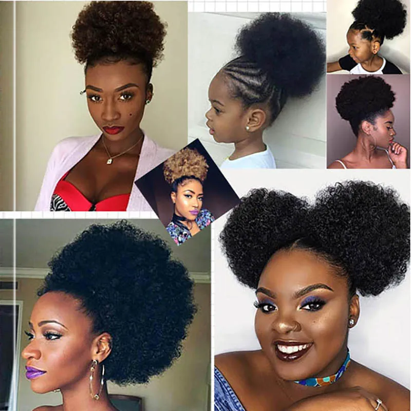 Grandes extensões de rabo de cavalo afro puff clipe em cordão rabo de cavalo resistente ao calor sintético afro encaracolado rabo de cavalo peças de cabelo