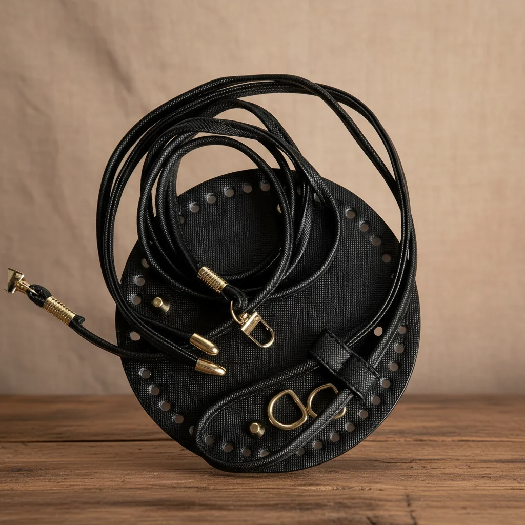 

3Pcs DIY Crochet Dumpling Bag Accessories Set with Adjustable Shoulder Strap, Zipper and Durable Faux Leather Base