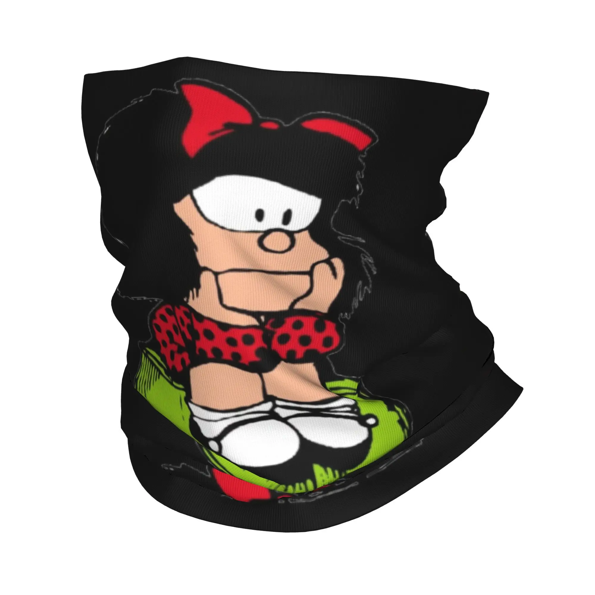 Custom Mafalda Thinking Neck Gaiter Women Men UV Face Shield Winter Quino Comic Cartoon Bandana Scarf for Cycling