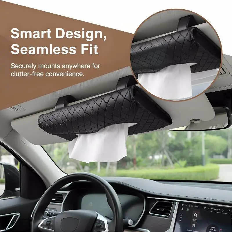Automobile Tissue Holder for Sun Visor 2 in 1 Napkin Dispenser Space Saving Easy Access for Car Interior Essentials