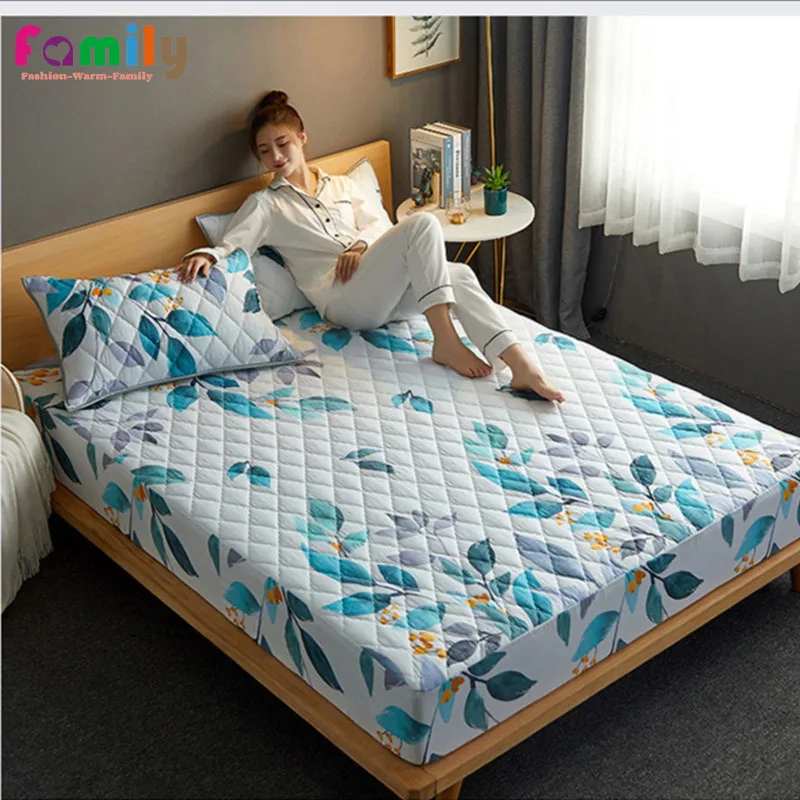 Thickened Fitted Sheet Mattress Protector, Waterproof Bed Mattresses Cover, Washable Quilted Pad, No Pillowcases