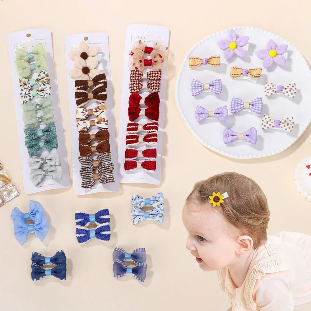 

10Pcs/set Cute Cartoon Bowknot Hair Clip for Baby Girls Lovely Printing Toddler Hairgripes Boutique Kids Hair Accessories Gifts