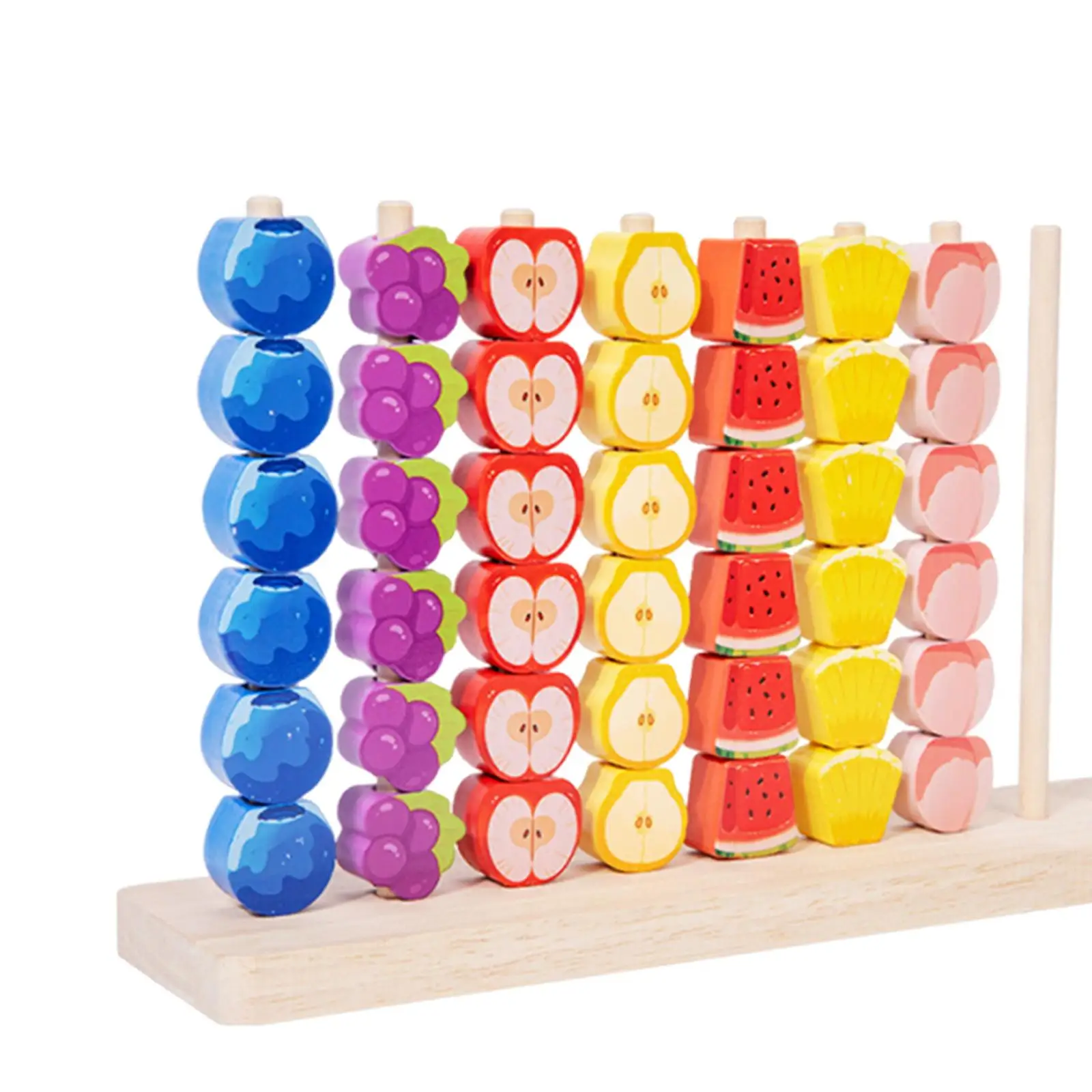 Drewniane zabawki do układania owoców, rozwijające motorykę małą, zabawka do sortowania kolorów, zajęcia edukacyjne dla przedszkolaków, prezenty dla dzieci i maluchów.
