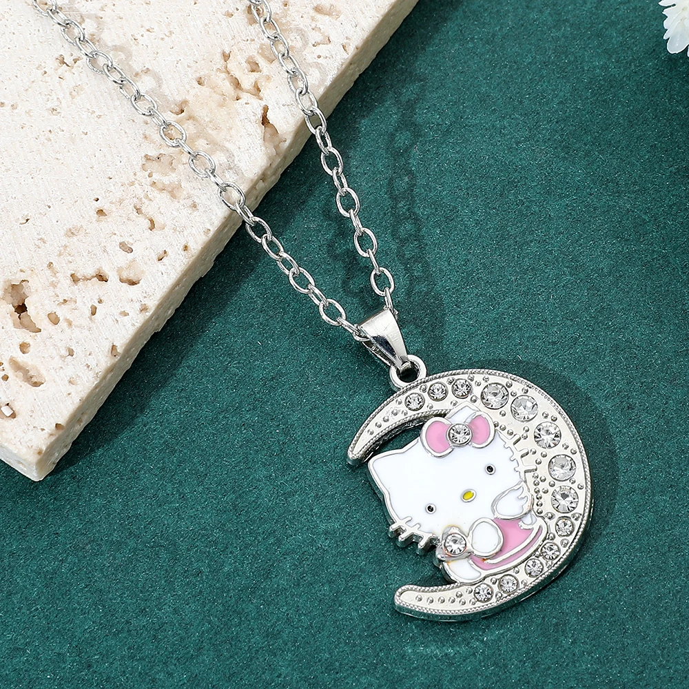 1 Pc New Kawai Hello Kitty Y2k Jewelry Pendant Necklace Moon Cute Accessories Cartoon Cosplay Prop Wholesale