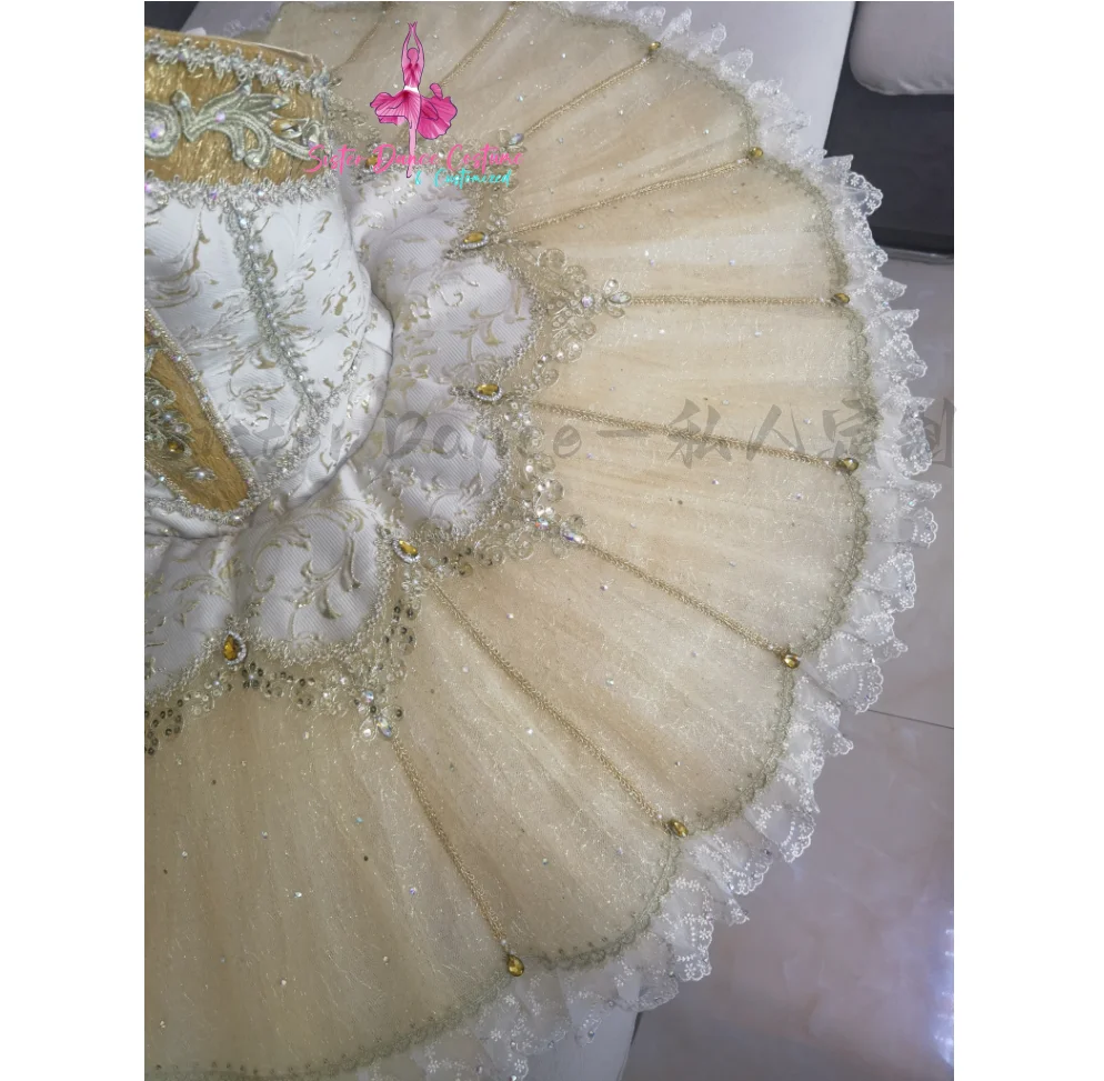 High-end professional ballet adult children golden court dress Sleeping Beauty costume plate skirt competition performance custo