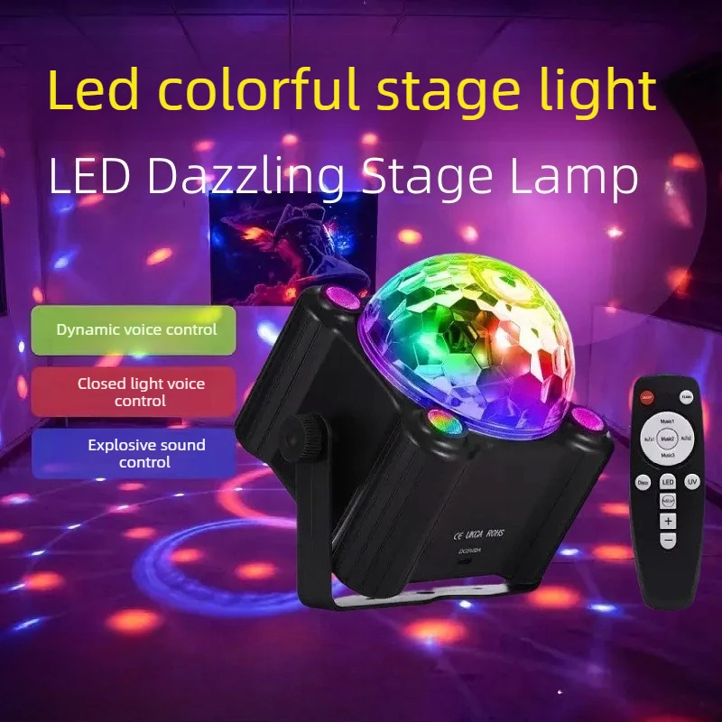 LED crystal purple light magic ball light colorful remote control voice-activated rotating stage light
