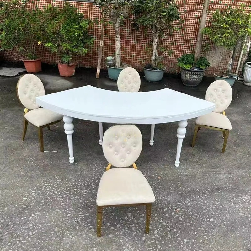 Round S Shape Children's Serpentine Banquet Table Solid Wood Frame Event Party Glass Top White Kid Wedding Tables For Event