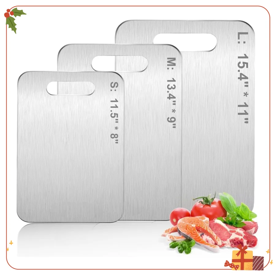 

304 Stainless Steel Cutting Board 11.5x8" - Kitchen Board for Meat Fruit Veggies, Indoor Outdoor Use