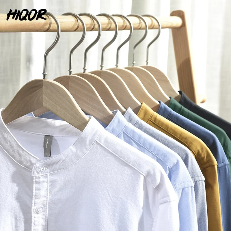 HIQOR Brand Blouses Fashion Simple Men\'s Casual Shirt 2024 New High Quality 100%Cotton Oxford Fabric Male Vintage Shirts For Men