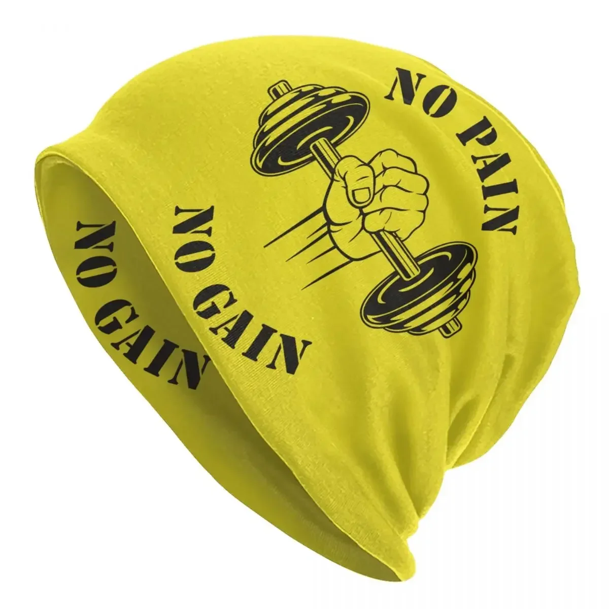 No Pain No Gain Skullies Beanies Caps Unisex Hip Hop Winter Warm Knitted Hat Adult Bodybuilding Fitness Gym Bonnet Hats