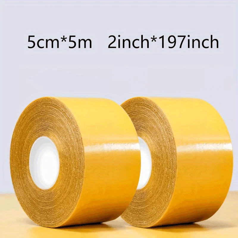 Heavy Duty Double Sided Tape 2 Pack for Carpet, Rug, Wallpaper & Balloons - Strong Adhesive, Residue-Free Synthetic