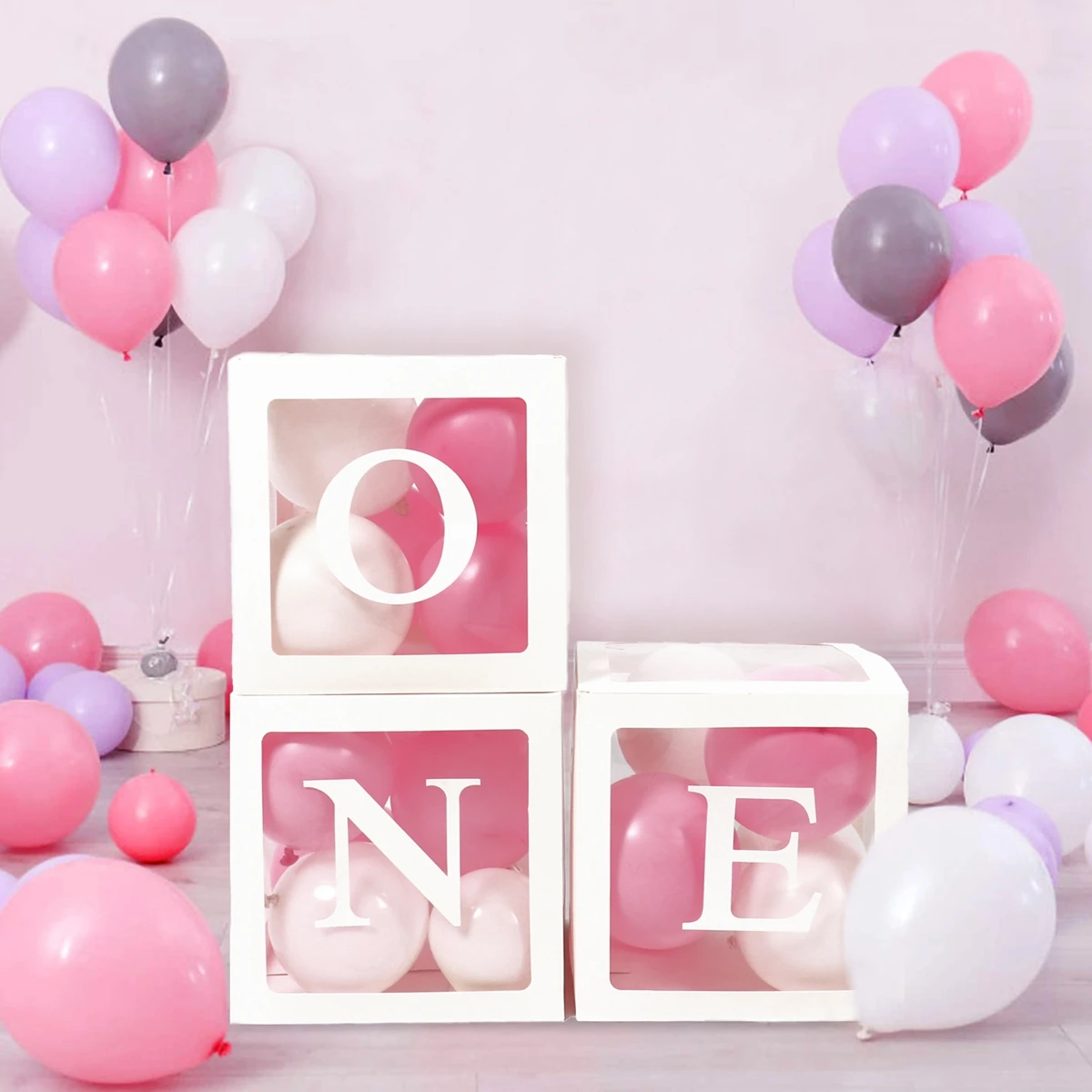 Pudełko z balonami w kształcie liter, dekoracje na pierwsze urodziny, baby shower, dekoracja na roczek, dekoracja pudełka na roczek, artykuły na przyjęcie weselne.