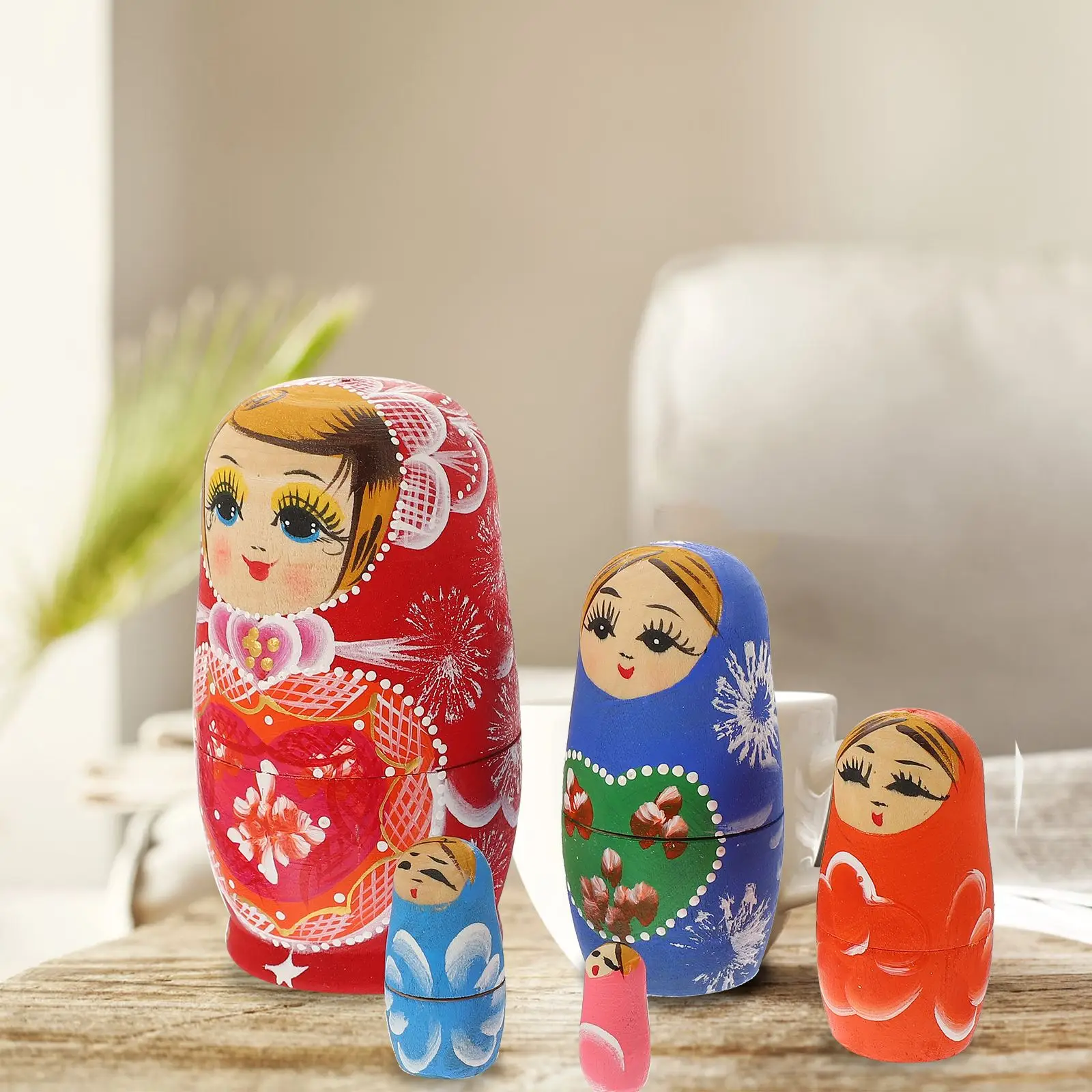 

1 Set Creative Nesting Matryoshka Russian Toy for Valentine's Day Wood Baby Toy Wooden Crafts Decor Flower Design Nesting Dolls