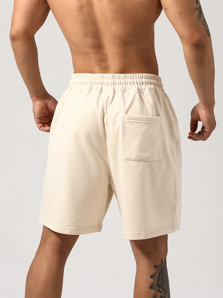 Men's Sporty Cotton Shorts Summer Heavyweight Loose Casual Five-Quarter Length Training Pants Breathable Comfortable Fitness ...