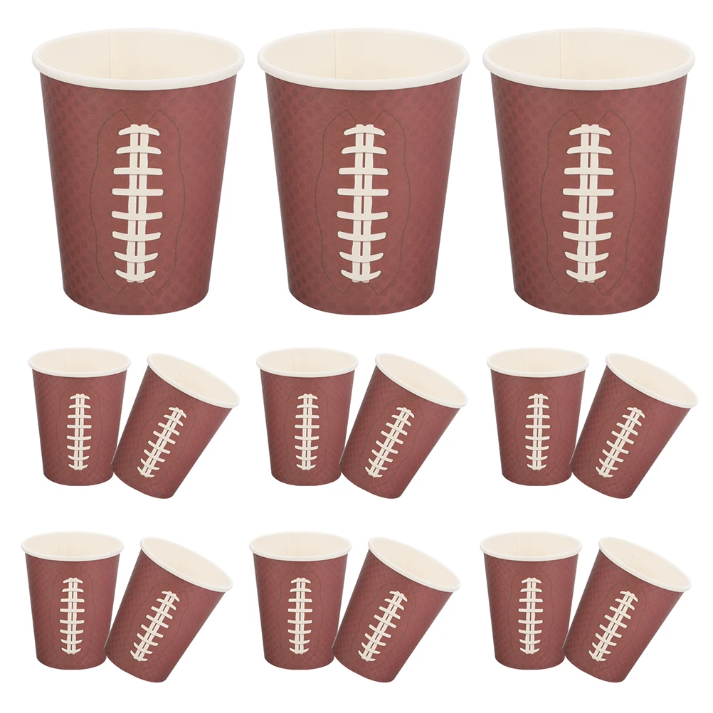 

48pcs Rugby Sports Paper For Drinking Party Supplies Business Water Cup Brown Football Cup Disposable Tableware