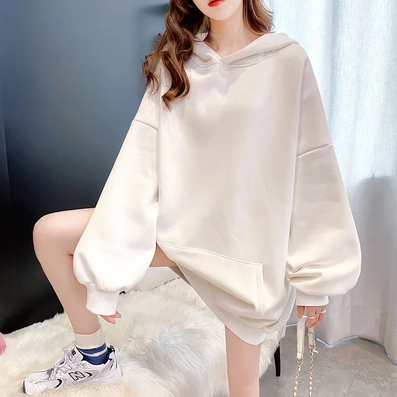 2022 Autumn Sweet Women Hoodies Fashion Cute Rabbit Ears Hooded Pullovers Lantern Sleeve Loose Baggy Female Tops Plus Size