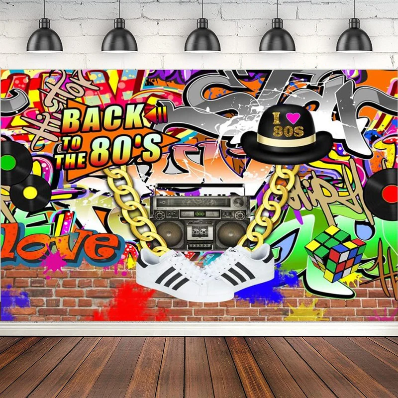 Photography Backdrop Hip Hop Graffiti Art Brick Wall Music Radio Background Back To The 80's Portrait Party Decor Supplies