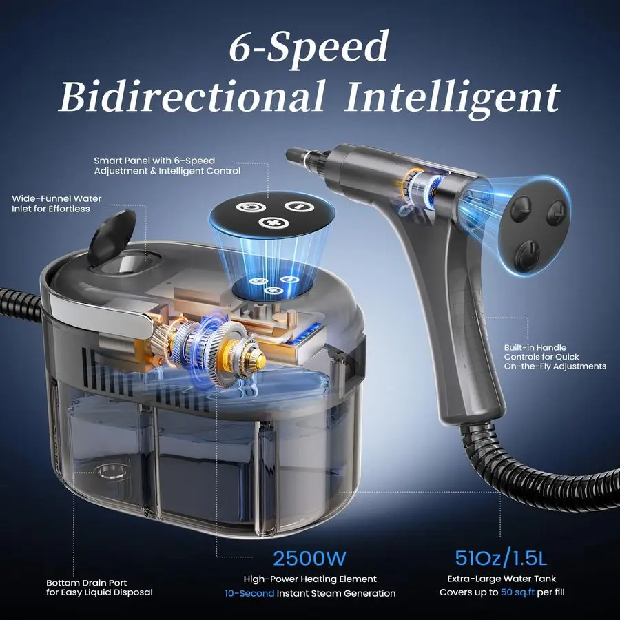 Cleaner,15s HeatUp,1.5L Tank,6Level Adjustable Handle,1500W Steamer for Cleaning,Portable Steamer for Cleaning with 20PCS Access