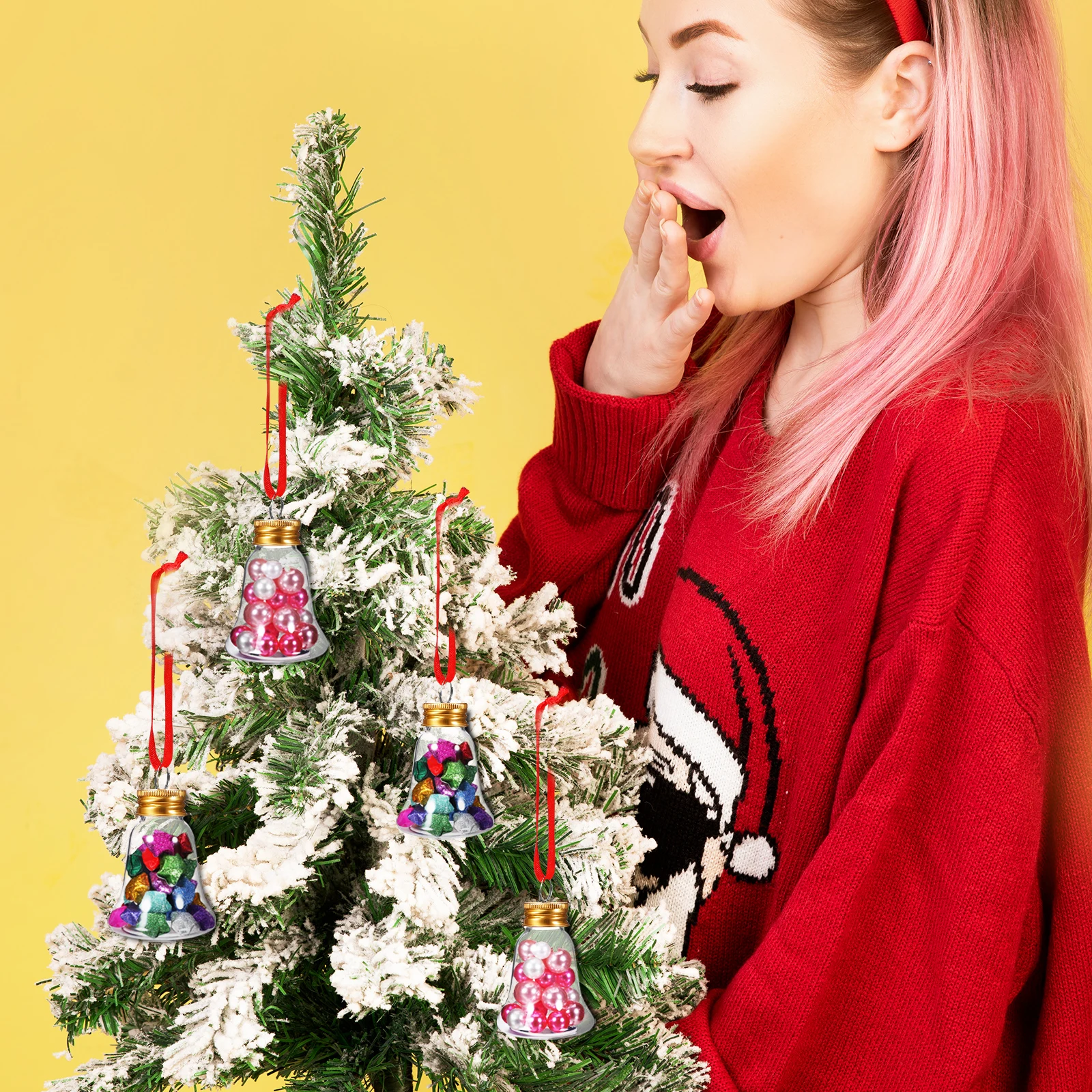 

12Pcs Christmas Decorations Clear Fillable Bell Ornaments Plastic Shatterproof Xmas Tree Hanging Decor Holiday Party