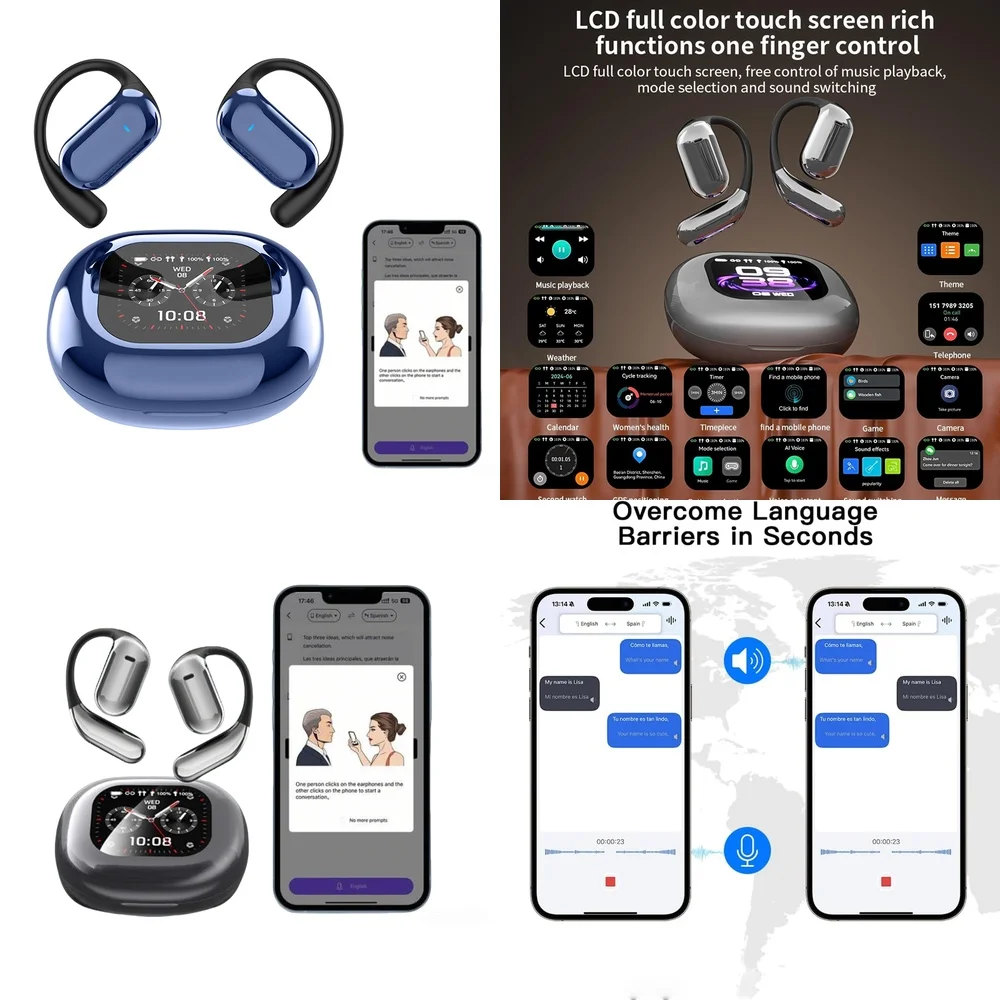 BT 5.4 Wireless Headphones OWS AI Language Translator Earphone with 144 Online Languages for iPhone Android Trending Products