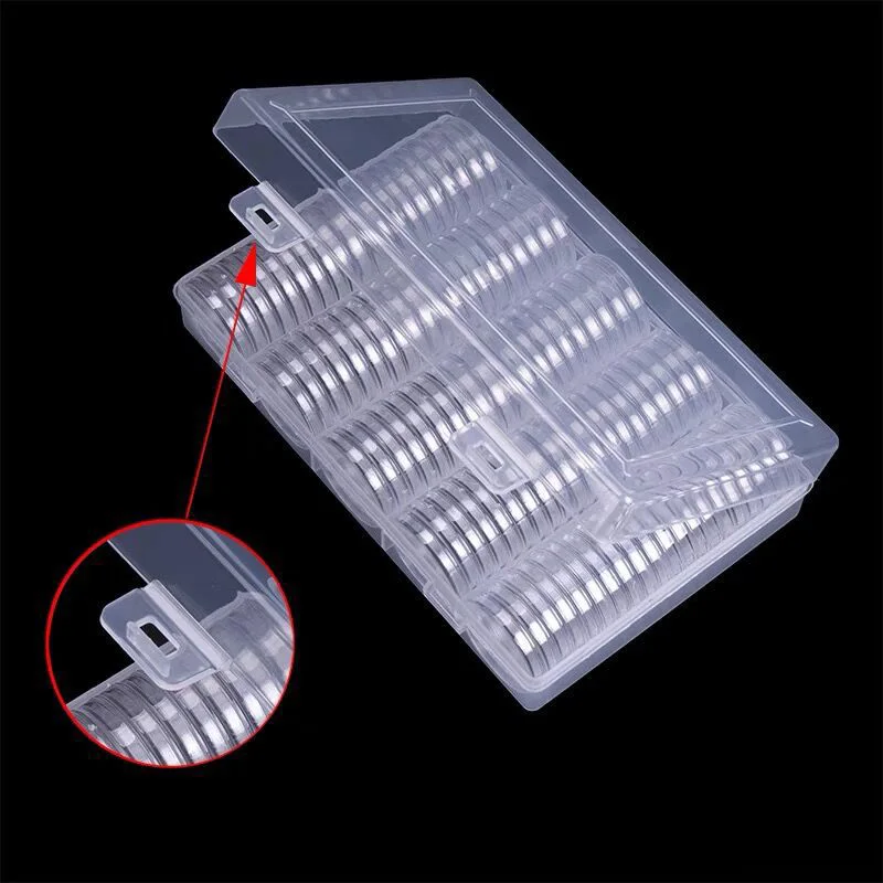 100Pcs Clear Coin Capsule Holder Case Transparent Collectable Coin Storage Box Commemorative Container