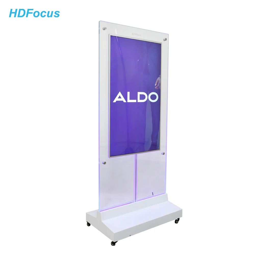 Floor Standing 55 Inch Indoor 4K Double Sided Transparent Dual Screen Lcd Digital Signage Advertising Kiosk