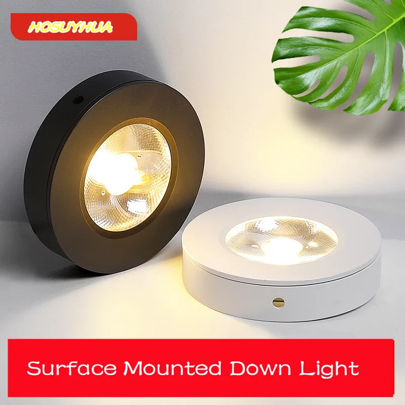 LED Surface Mounted Downlights 5W 7W 10W Panel Lamps Cabinet Showcase Down Lights 220V COB Spot Ceiling For Indoor