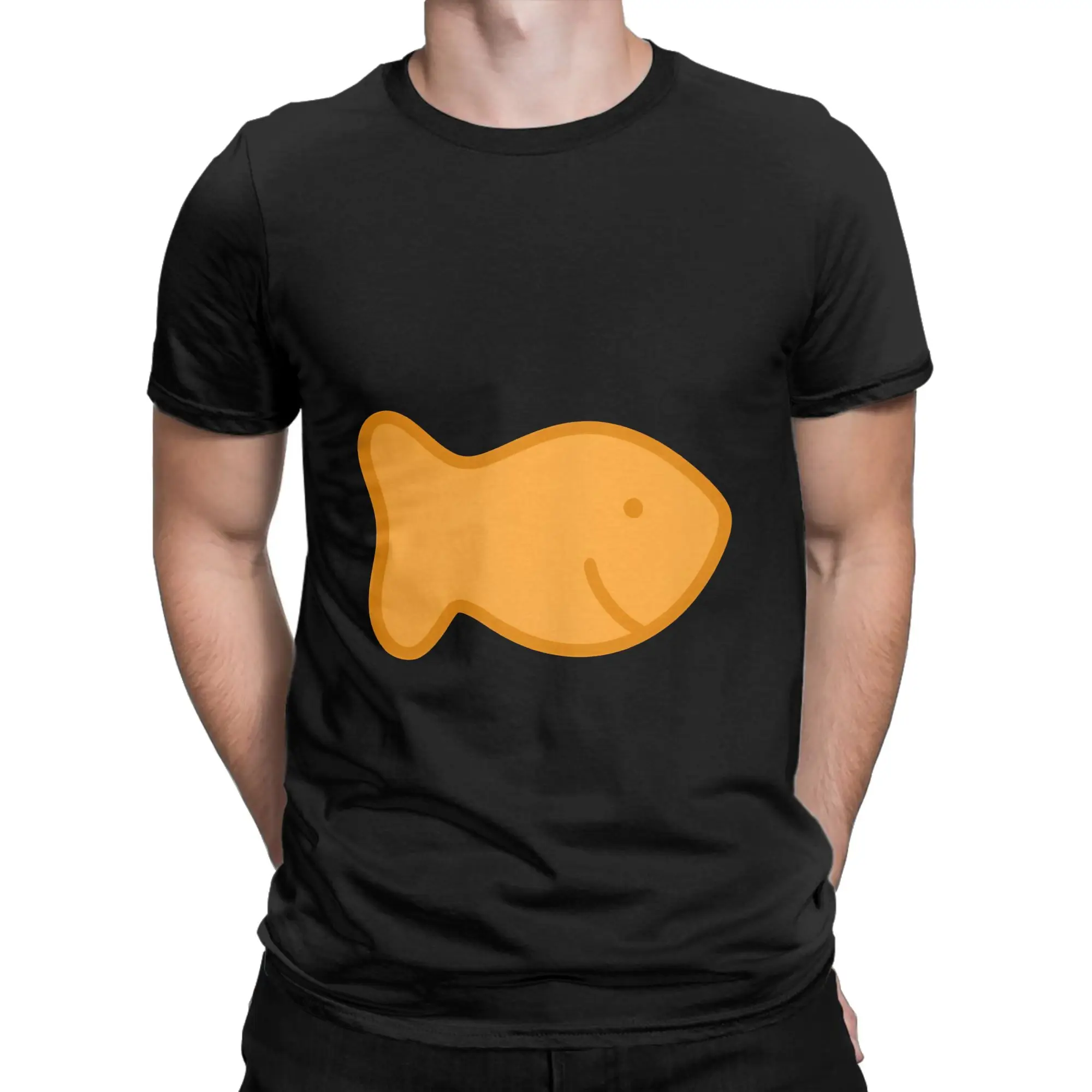Goldfish Cracker Cartoon Funny Graphic 100% Cotton T-Shirt Goldfish Tees Tops For Men