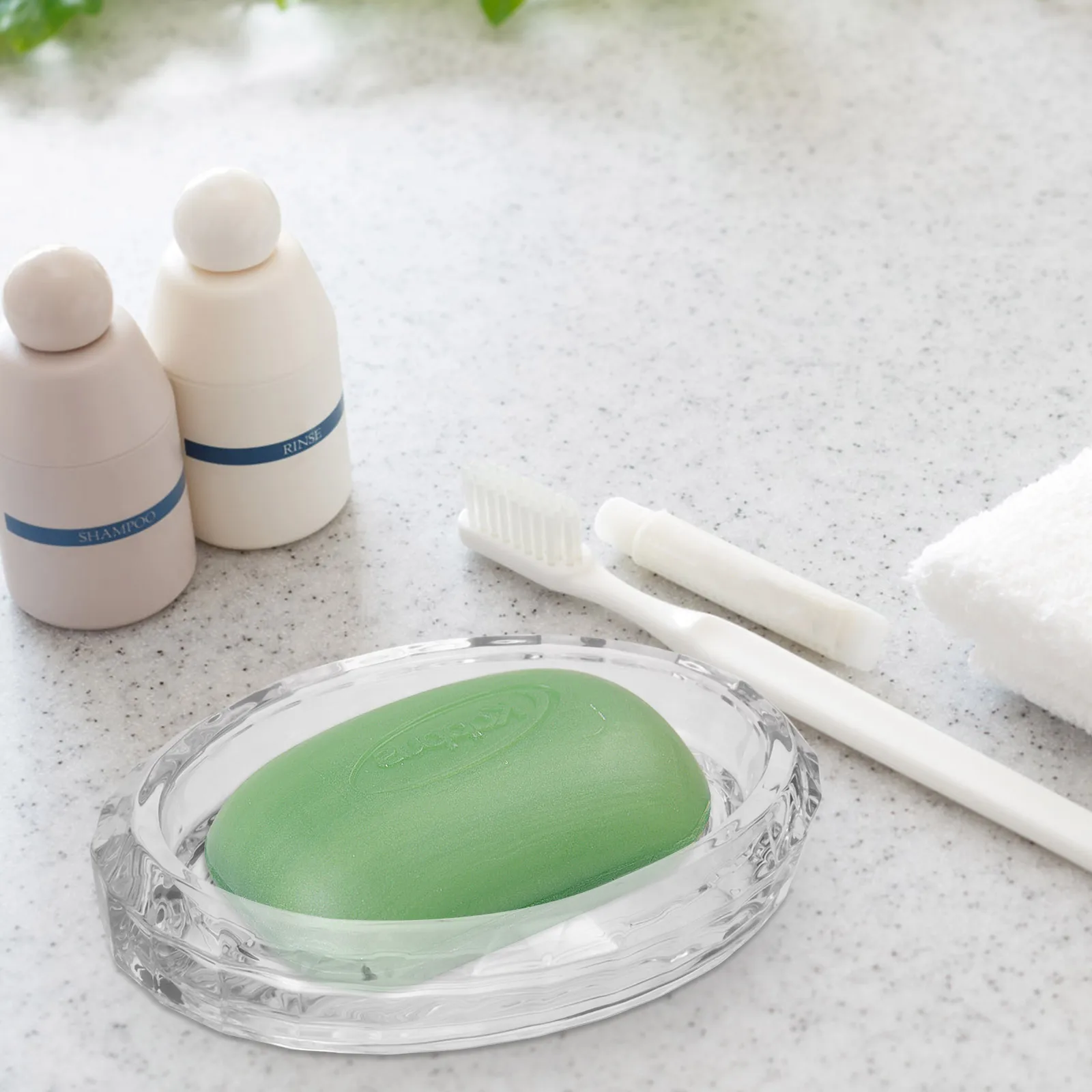 

Oval Transparent Glass Soap Box for Bathroom Shower Storage Waterproof Soap Container with Anti-Slip Design Home Hotel Outdoor