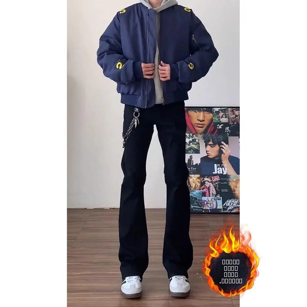 

Мужские джинсы Cleanfit Bla Micro Flare в американском стиле, зауженные прямые джинсы с небольшим клешем, джинсы с прямым кроем и средней посадкой