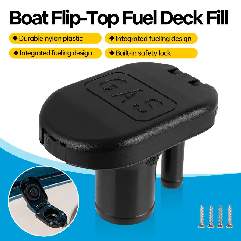 

Marine Flip Top Boat Fuel Deck Fill Cap Integrated Vent Nylon Black 39mm