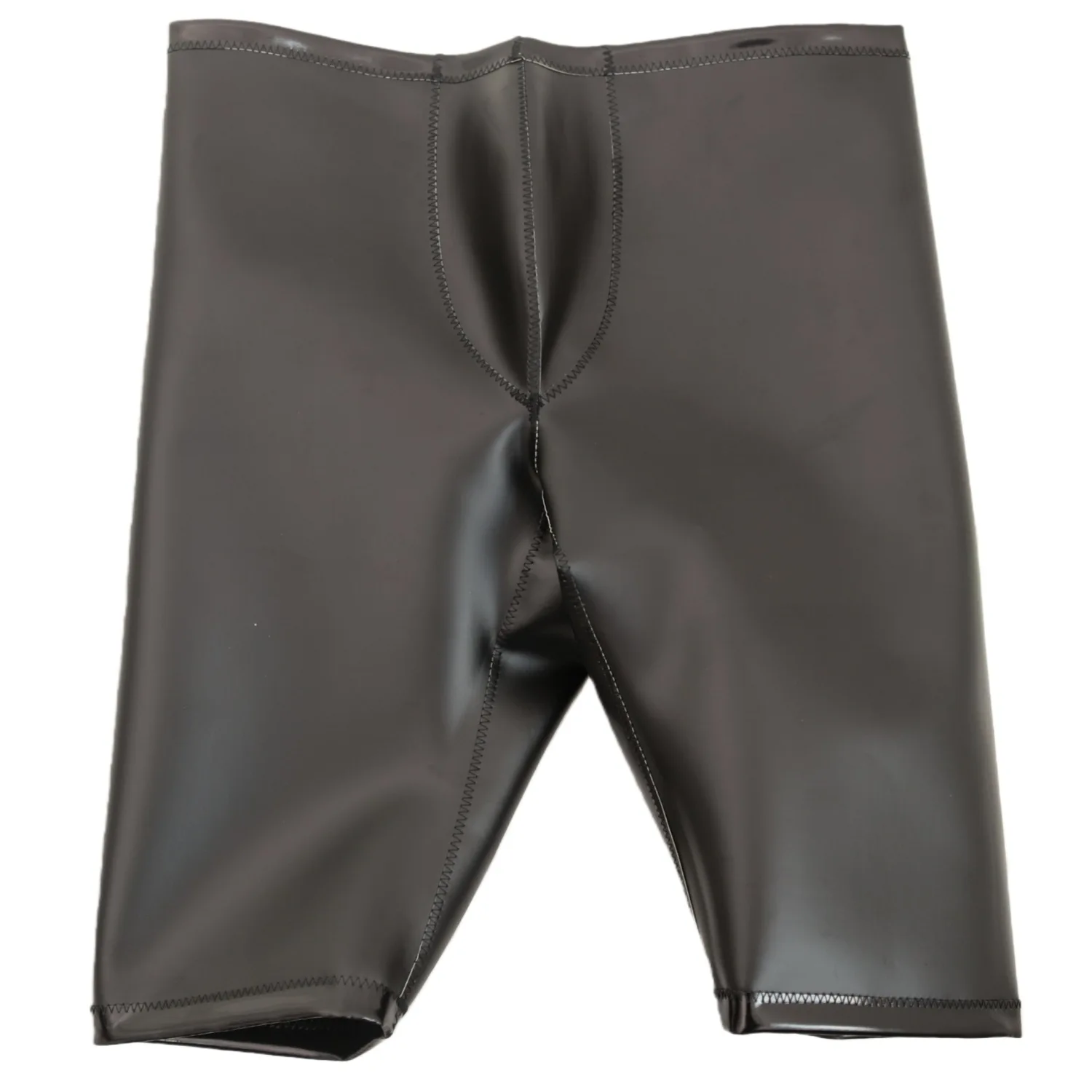 Men Double Sided PU Leather Half-Leg Shorts Tights Sport Fitness Sweat-Inducing Stretchy Stylish