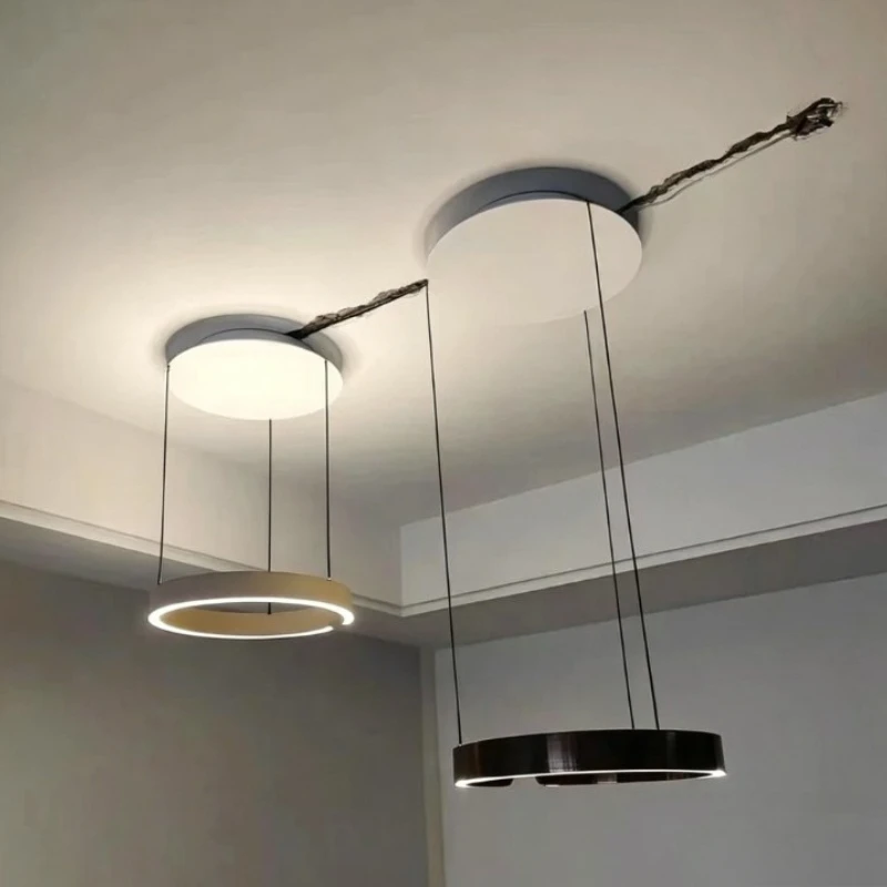 SANDYHA Modern Ring Pendant Lamp Remote Control Dimmable Warm White Eye Protection Led Chandelier Kitchen Island Dining Room