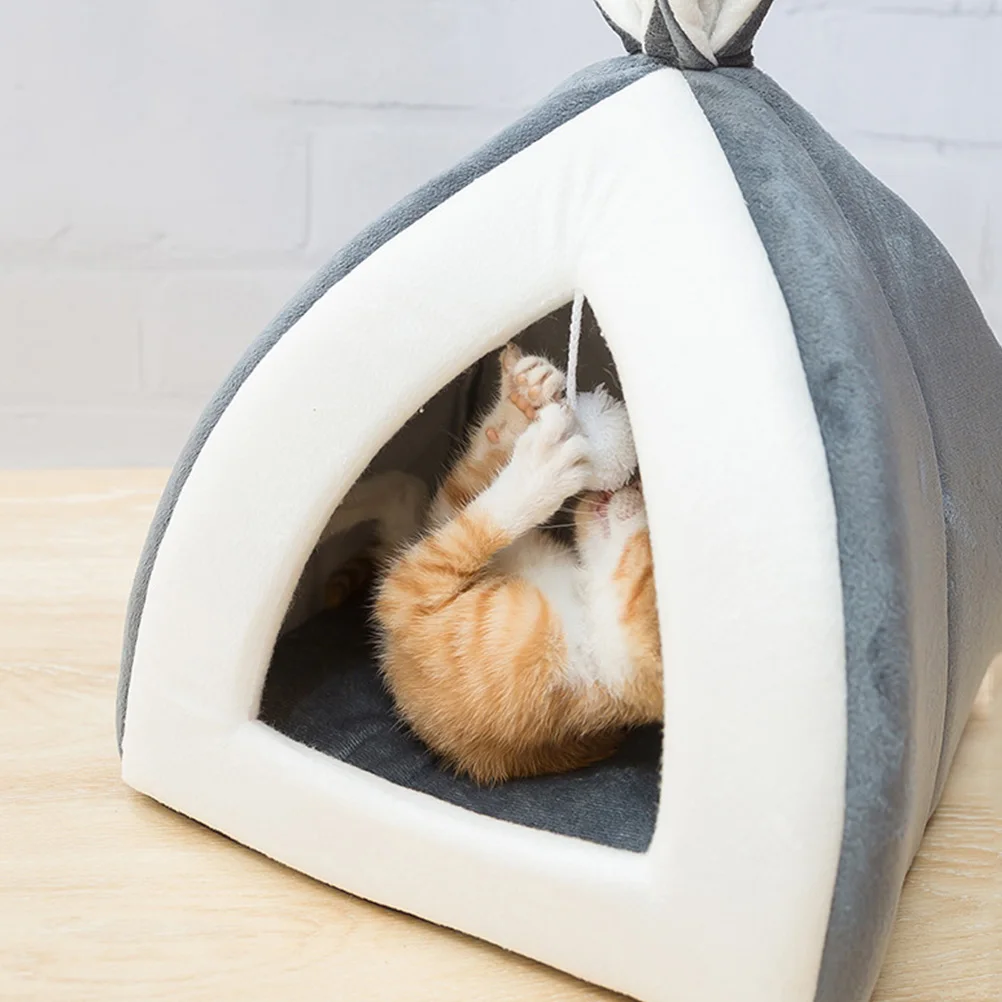 

Adorable Rabbit Ear Cat Nest Windproof Warm PP Cotton Bed for Hamster Guinea Pig Small Animal House Cozy Lightweight