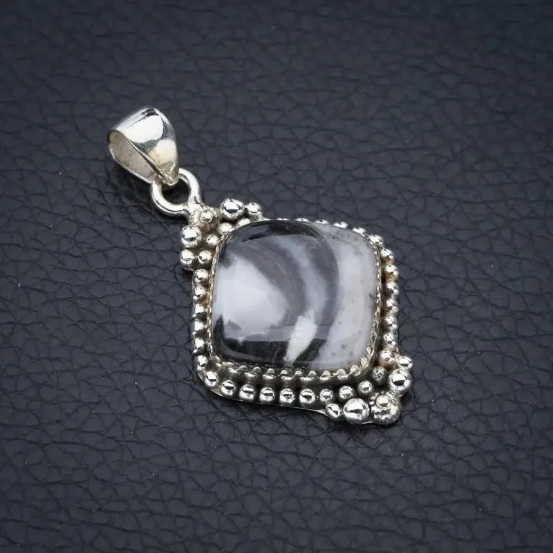 

Hesy® Natural Pinolith Jasper Handmade 925 Sterling Silver Pendant 1.5" F4534