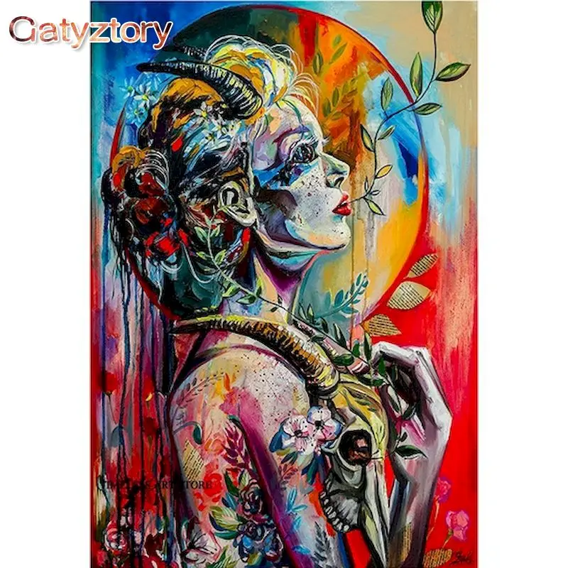 

GATYZTORY Acrylic Painting By Numbers For Adults With Frame 60x75cm Colorful Women Modern Wall Art Picture By Numbers For Diy Gi