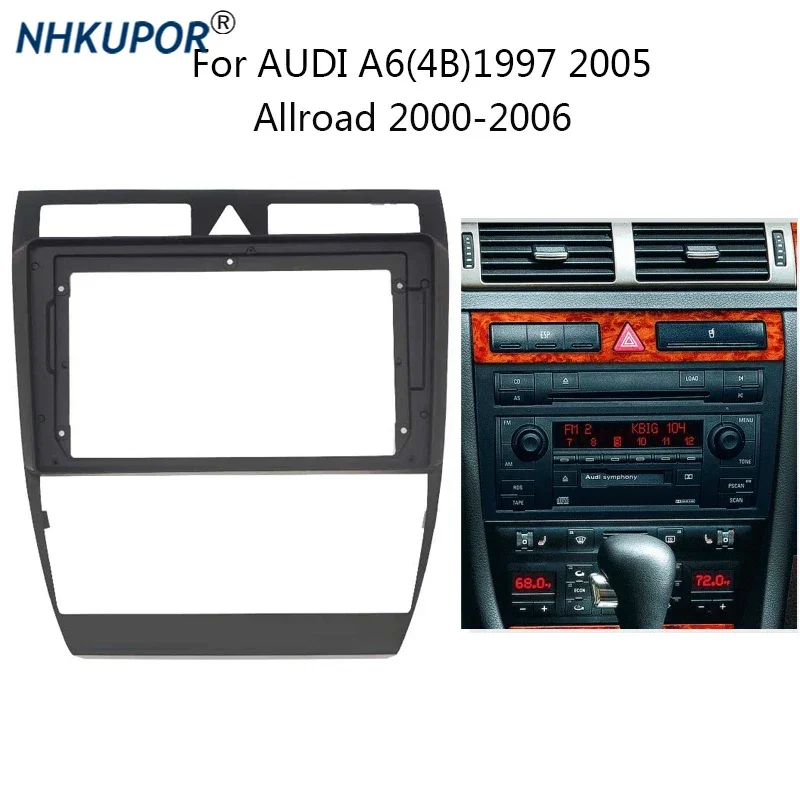 9 inch Car Radio Head Unit Fascia For AUDI A6(4B) Allroad 1997-2006 Auto Stereo Install Dash Panel Frame Kit Bezel Faceplate