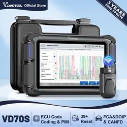 VDIAGTOOL VD70S Automotive Diagnostic Tool Bi-directional OBD2 Scanner ECU Coding 39 Reset FCA Autoauth 3 Years Free Update
