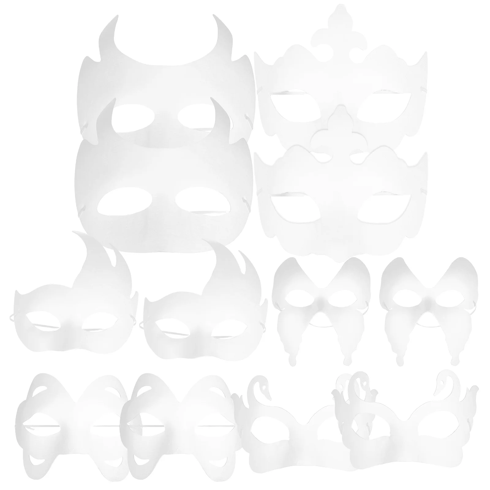12 Pcs Pulp Mask DIY Halloween Masquerade Masks for Women Aldult Blank Paper Child Cosplay Party