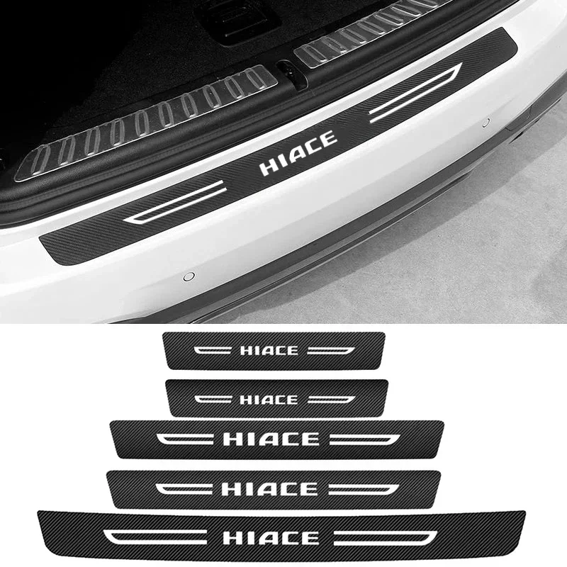 Car Door Threshold Sill Protective Plate for Toyota Hiace Logo 2017 2018 2019 2020 2022 Rear Trunk Door Bumper Guards Stickers