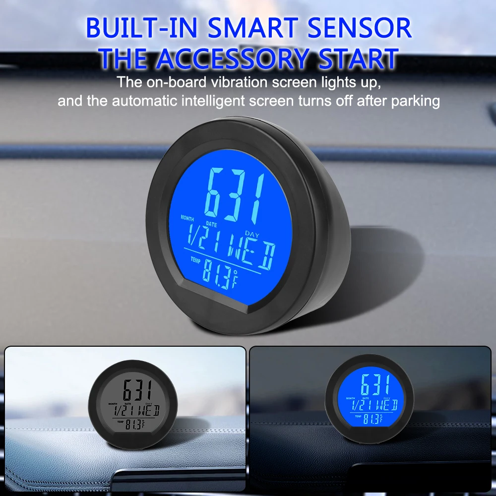 Car Electronic Thermometer Driving Time Reminder Automatic Switch High Precision Clocks Solar Car Clock Outside