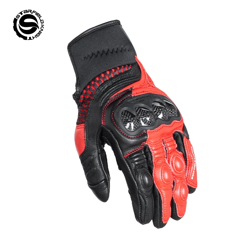 

Star Field Knight Summer Motorcycle Gloves Carbon Fiber Joint Protection Riding Gears Real Goat Leather Non-slip Wear-resistant